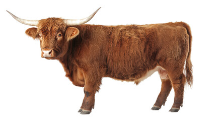 Scottish Highland cow standing Transparent background, PNG file