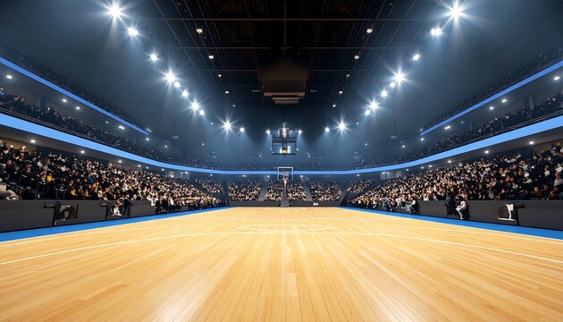 Indoor basketball arena full of spectators