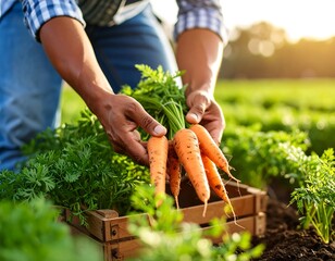 Farmer harvests carrots