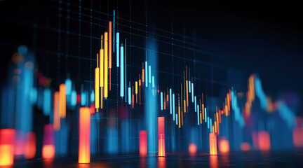 Visual representation of financial growth with blue abstract sto