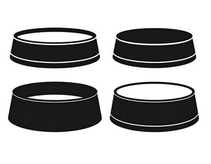 Four black silhouettes of animal bowls