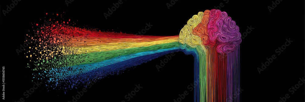 Aufkleber neurodiversity concept illustrated with a rainbow flowing from brain to heart, emphasizing emotional