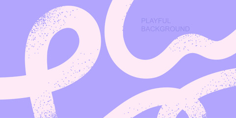 Abstract playful minimal background with wavy line. Poster with organic curvy curly stripe.
