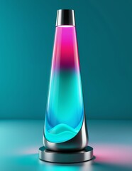 Futuristic Lava Lamp in Glossy Glass with Pink and Teal Glow &mdash; A Modern Abstract Object for Retro Interior Decor in Studio Lighting