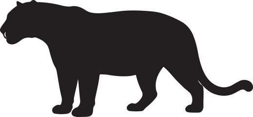  Giant jaguar in silhouette purw white background.