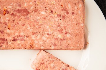 Pate meat peppers pork liver, pork meat riyet fresh delicious gourmet food background on the table...