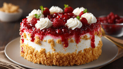 High-quality food photography of a delicious cake with vibrant details