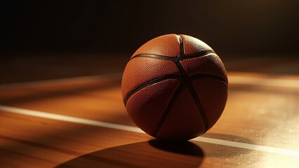 Obraz premium Empty Court with Basketball – Game Time Mood