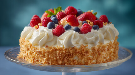 High-quality food photography of a delicious cake with vibrant details