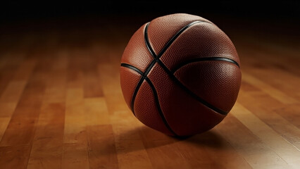 Obraz premium Game Ready: Basketball Waiting on Court