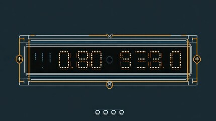 Digital pixel art display showing numbers and symbols in futuristic style