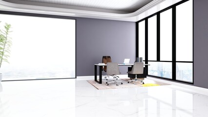 3d office minimalist room with wooden design interior