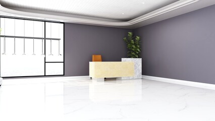 office front desk or receptionist room with wooden design interior
