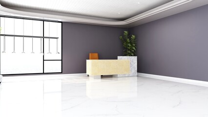 office front desk or receptionist room with wooden design interior