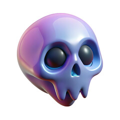 Glossy 3d rendered skull with iridescent colors on a dark background for halloween