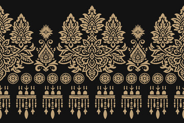 Motifs Ikat floral paisley embroidery background.geometric ethnic oriental pattern traditional.Aztec-style abstract. design for texture, fabric, clothing, wrapping, decoration