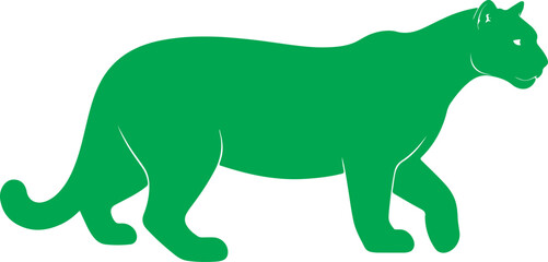  Patagonian cougar in silhouette purw white background.