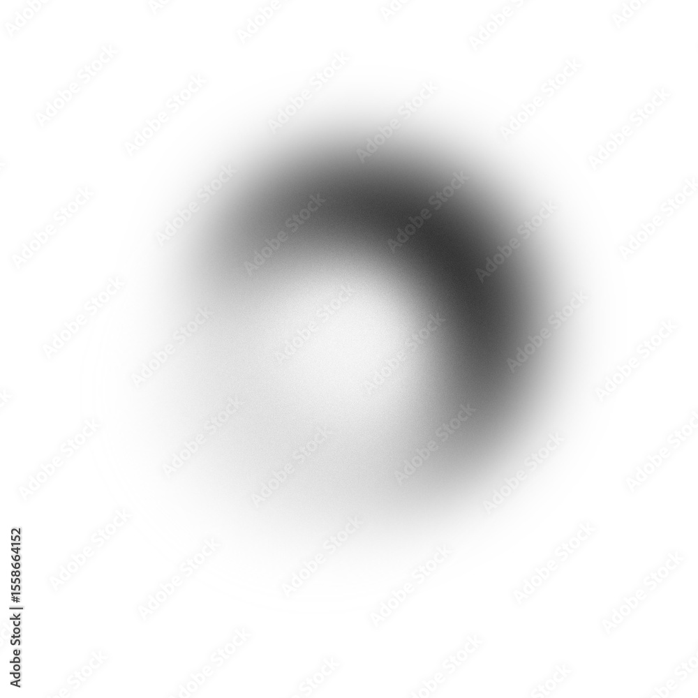 Poster Monochrome abstract gradient sphere with blur and noise texture on transparent background. Minimalist 3D element for modern graphic and web design projects