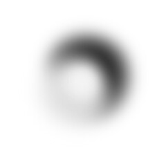 Monochrome abstract gradient sphere with blur and noise texture on transparent background. Minimalist 3D element for modern graphic and web design projects