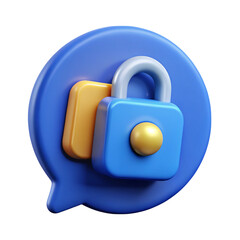 Secure chat bubble illustration representing encryption and confidentiality digital data protection