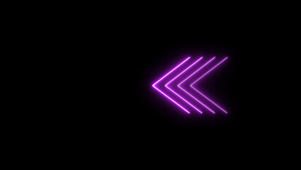 Seamless loop. Glowing neon Arrow icon neon glowing arrows. Direction banner. Directional sign arrow points to the left.	
