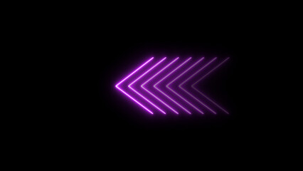 Seamless loop. Glowing neon Arrow icon neon glowing arrows. Direction banner. Directional sign arrow points to the left.	

