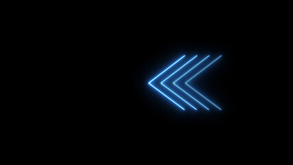 Seamless loop. Glowing neon Arrow icon neon glowing arrows. Direction banner. Directional sign arrow points to the left.	
