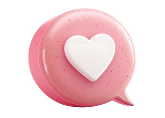 Glossy Pink Speech Bubble with White Heart