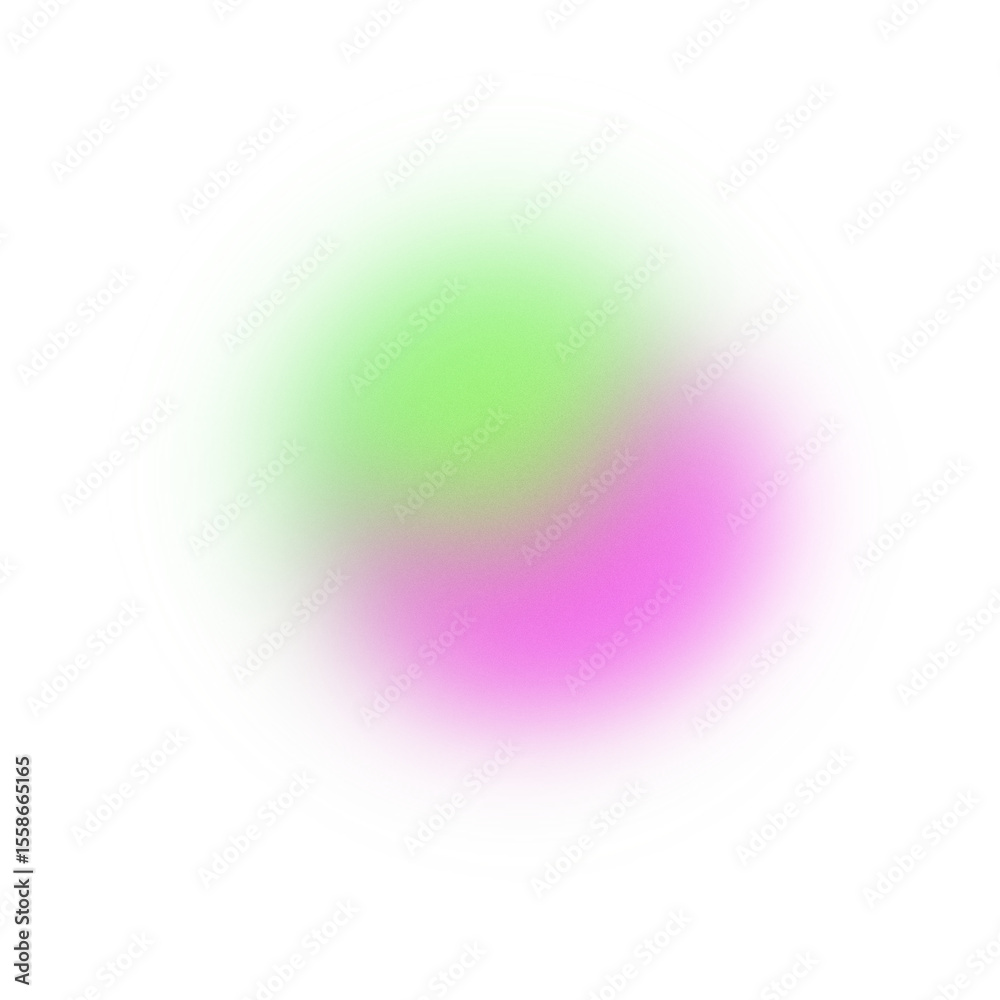 Poster Abstract green and magenta gradient sphere with blur and grainy texture on transparent background. Trendy fluid shape for futuristic and digital designs