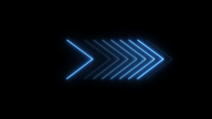 Seamless loop. Glowing neon Arrow icon neon glowing arrows. Direction banner. Directional sign arrow points to the left.	
