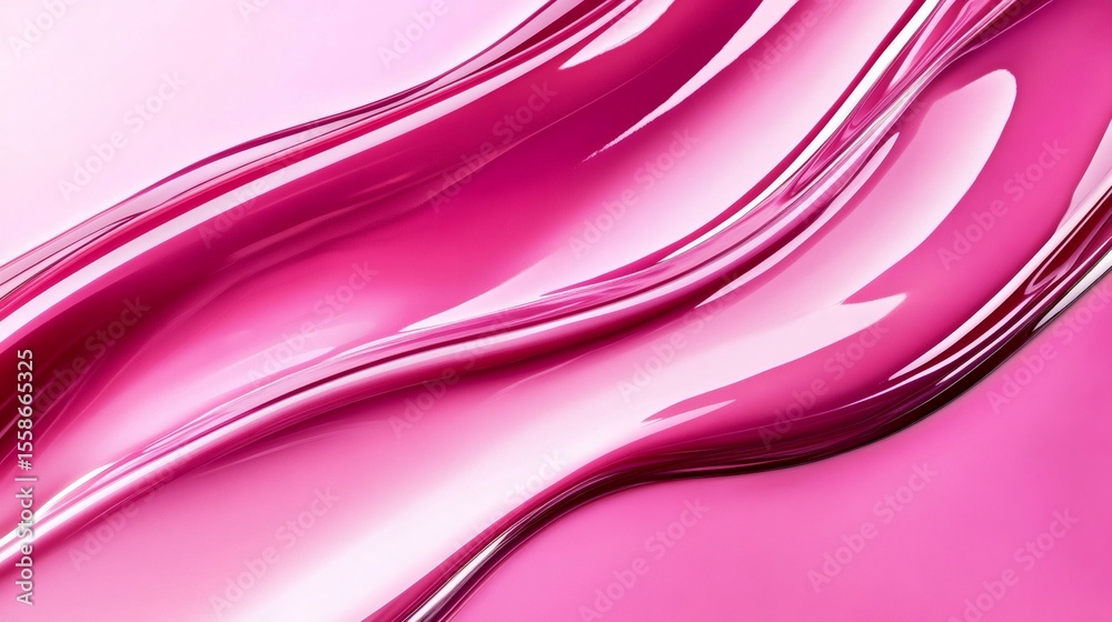 Poster glossy pink paint flowing creating abstract shapes
