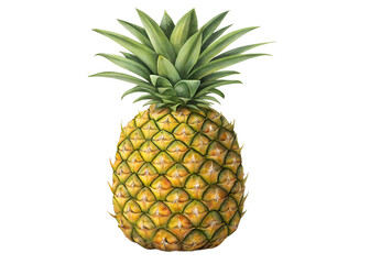 Fototapeta premium Fresh Pineapple with Green Leaf Crown