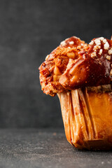 Brioche sweet baked dessert fluffy baked goods fresh delicious gourmet food background on the table...