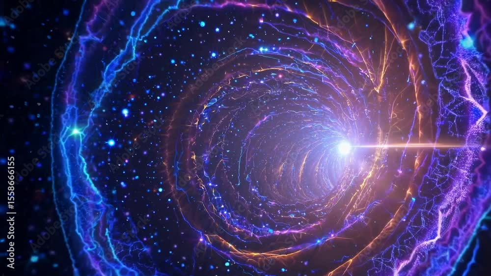 Wall mural galactic time portal swirling through the vastness of space and time, featuring glowing energy field