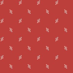 Pastel Gender Symbols Seamless Pattern – Mars & Venus Icons on Red Background
