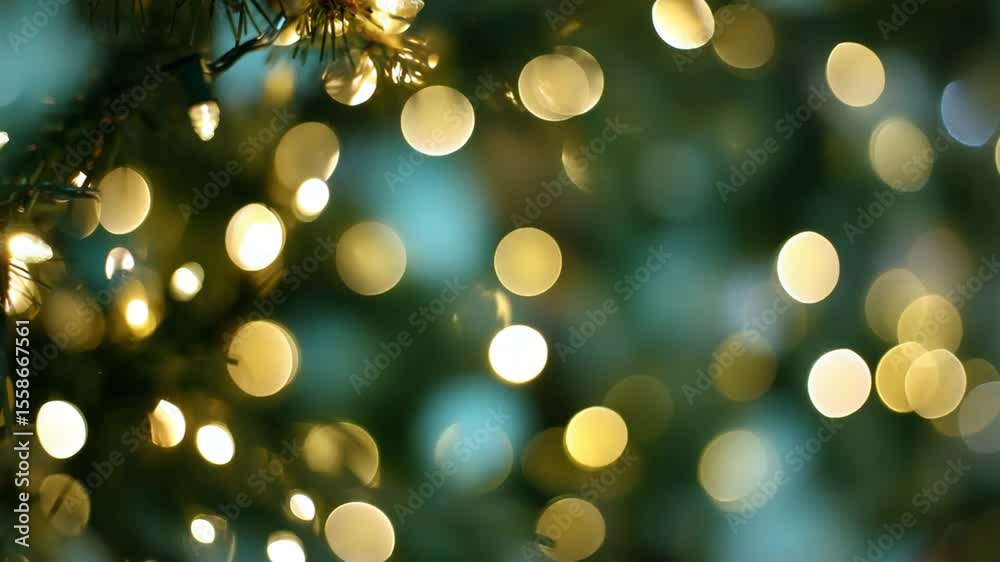 Poster Dynamic Christmas illumination: flickering, blinking lights on the tree create a festive atmosphere.