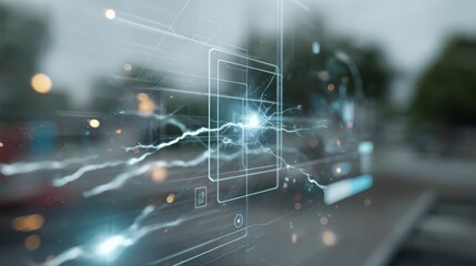 Futuristic interface displaying complex data streams and energy flows