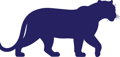 Indian Black Panther in silhouette purw white background.