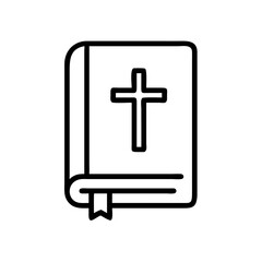 Obraz premium Bible icon in outline style for Christian or religious content