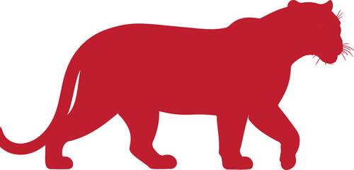 Indian Black Panther in silhouette purw white background.