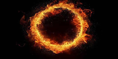 Stunning Flaming Circle in Space A Captivating Display of Fire, Energy, and Cosmic Beauty