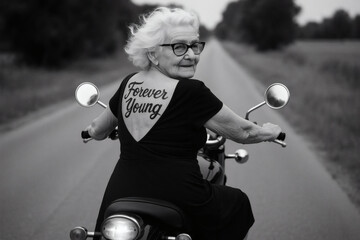 Ageless spirit on open road