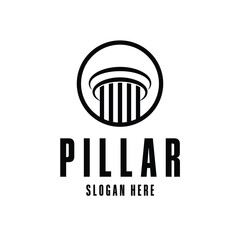pillar icon vector logo design concept with label cicrle