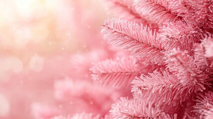 Close-up of a pink Christmas tree, soft focus