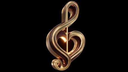 Obraz premium Ornate gold treble clef, heart-shaped interior