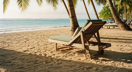 Beach chair on sandy tropical beach