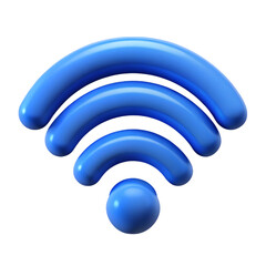 Glossy blue 3d wifi symbol representing internet wireless connection on a black background