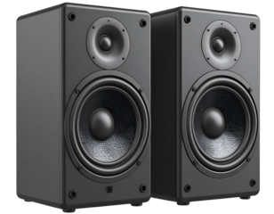 Minimalist 3D Loudspeaker Button Icon in Flat Perspective, Transparent PNG