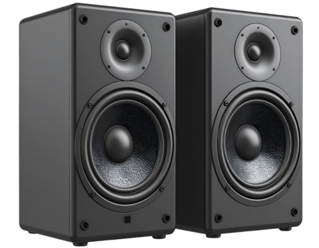 Minimalist 3D Loudspeaker Button Icon in Flat Perspective, Transparent PNG