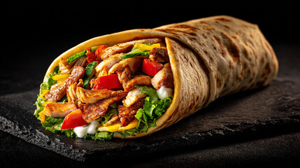 Tasty Shawarma Roll Wrapped in Pita with Bold Flavors